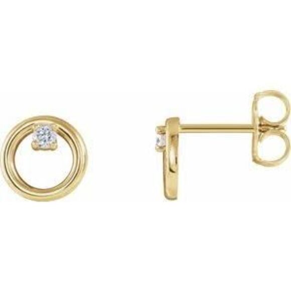 Kazi Luxury 14K Yellow Gold .06 CTW Natural Diamond Circle Earrings - Picture 5 of 7